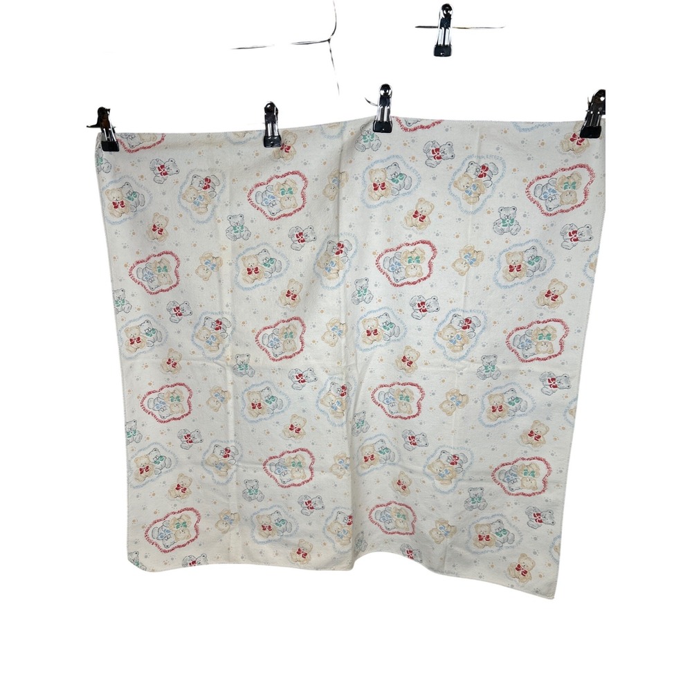 Vintage‎ Receiving Blanket Baby Dundee Mills Inc Teddy Bear Motif 25x27 Newborn